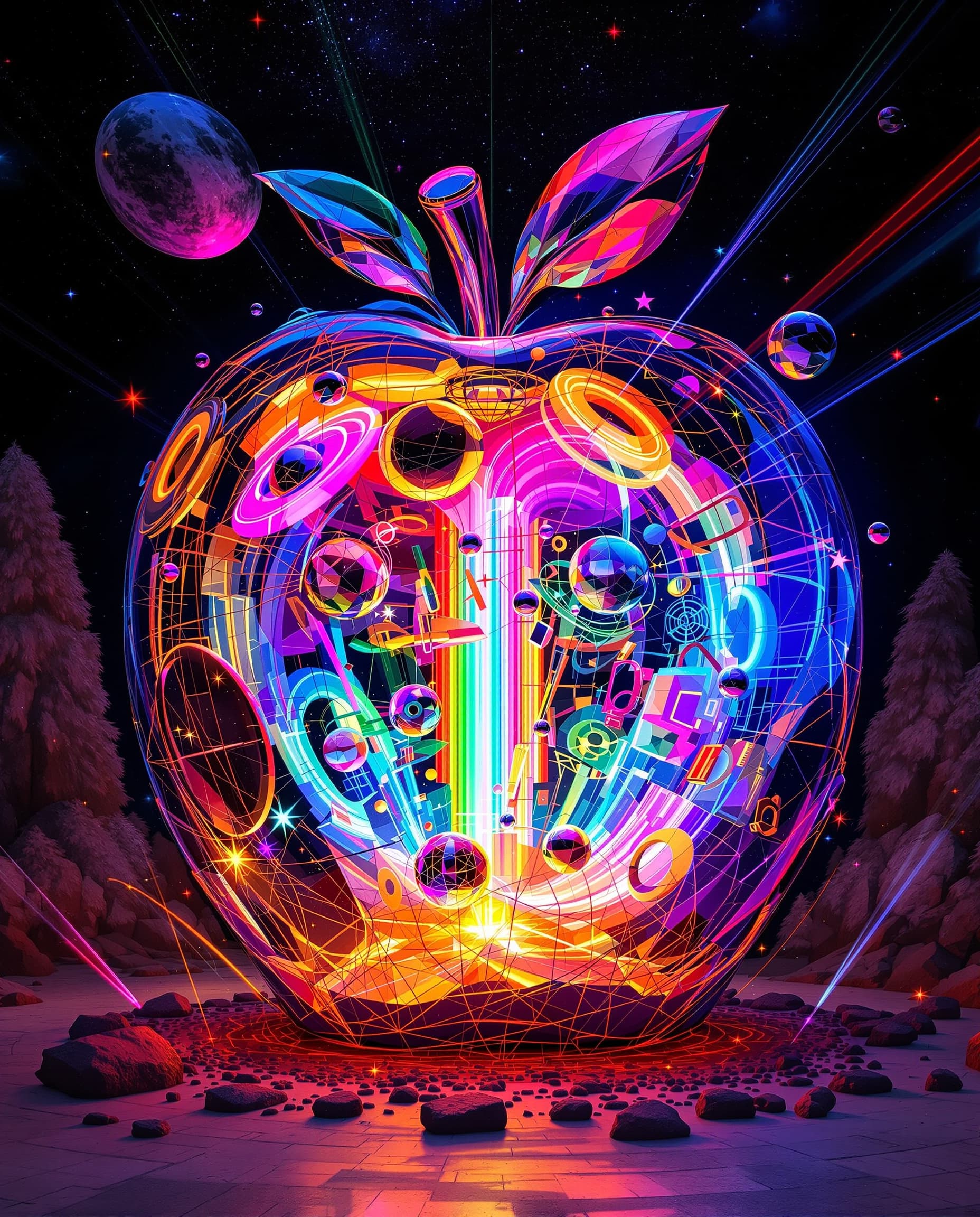 AI generated: Image is a full-length surreal abstract concept art sculpture, crazy zany, highly polished glowing a...