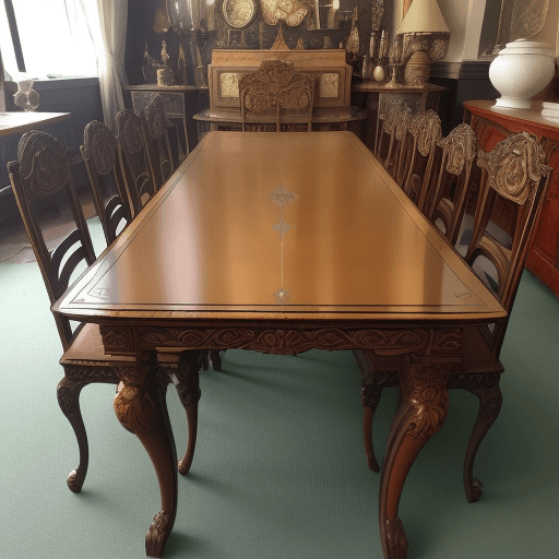 AI generated: photo of a unique and ornate table from 100 years ago