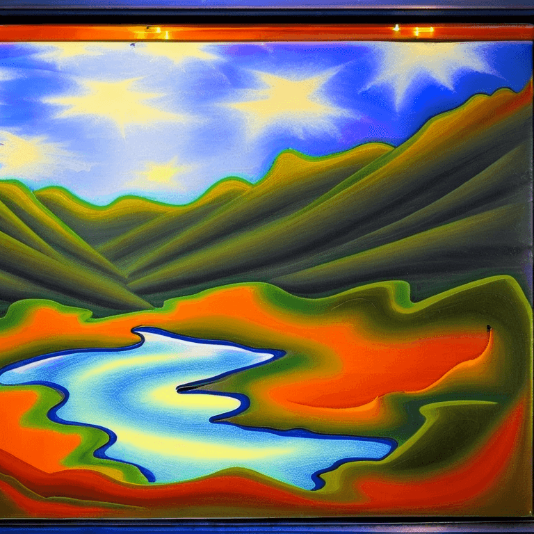 AI generated: an endless mountain range on the background, covered full with lush green forests and life, blue sky...