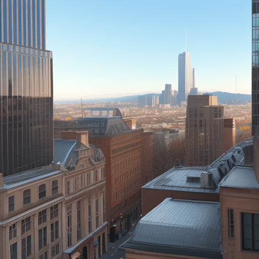 AI generated: bank from city view
