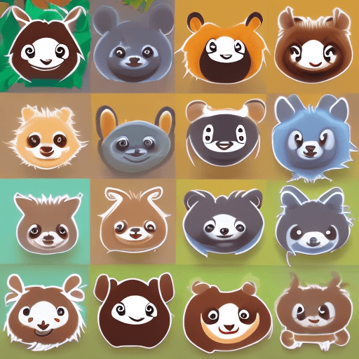 AI generated: Create adorable stickers featuring different cute animals like pandas, kittens, puppies, bunnies, or...