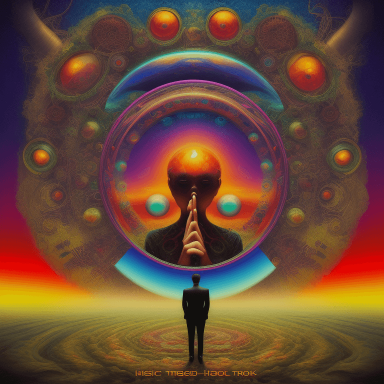 AI generated: music Album cover picture, surreal art, oil picture, Psy trance