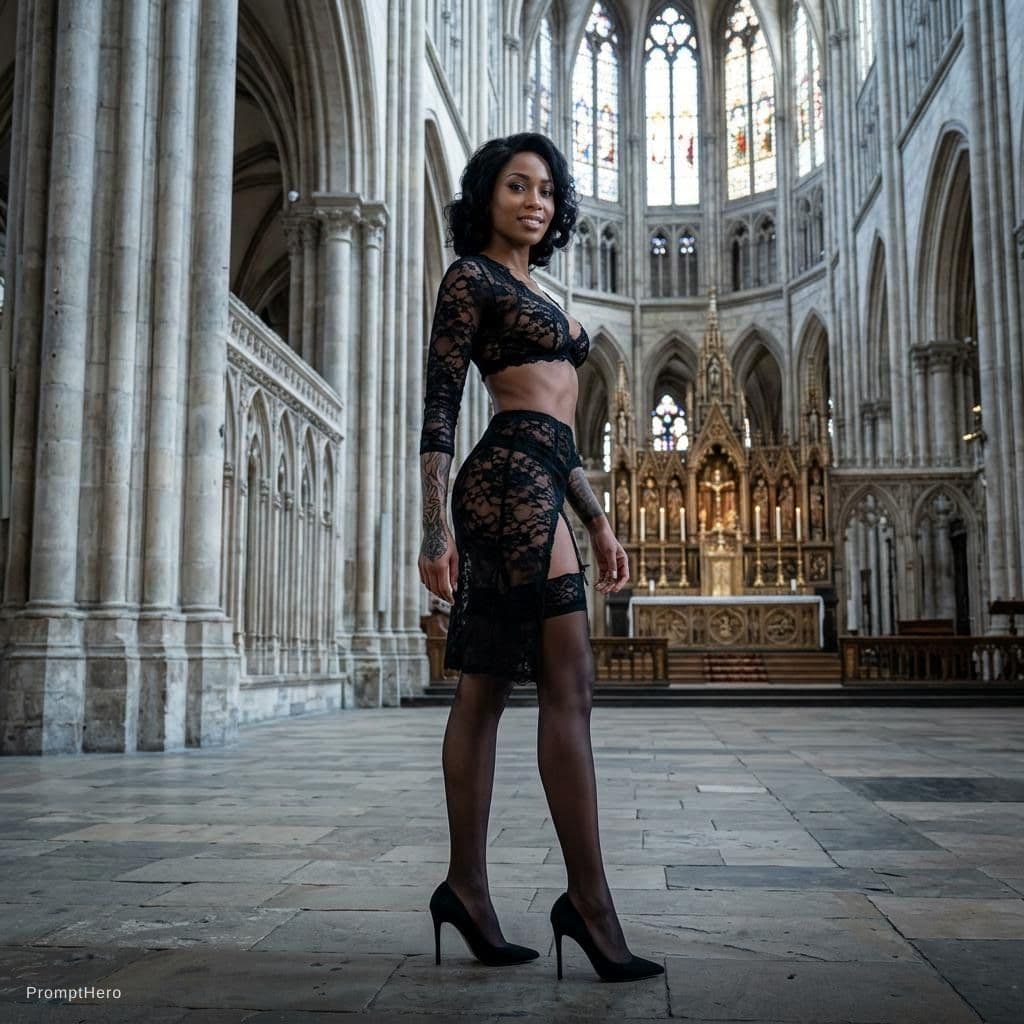 AI generated: Hyperrealistic, perfect focus, detailed, wide-angle, full-body shot of a Gothic Cathedral. A Gothic-...