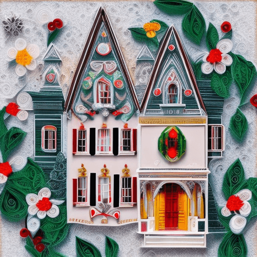 AI generated: paper quilling, paper cut art, paper illustration, christmas house, one color, very detailed, 8k