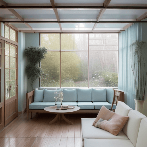 AI generated: High resolution photography interior design, dreamy sunken living room conversation pit, wooden floo...