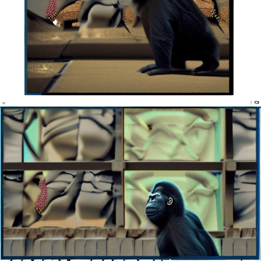 AI generated: VISUAL STYLE: Realistic, GENRE: Comedy, SUBJECT(S): Gorilla, Business, TIME PERIOD: Contemporary, CO...
