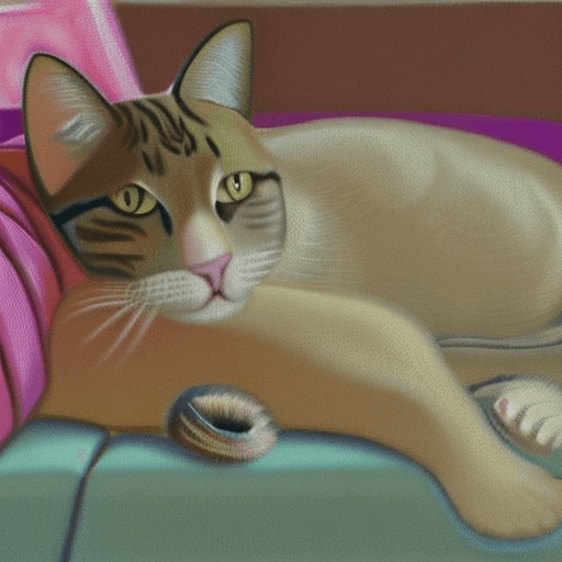 AI generated: 
The image captures a serene indoor scene featuring two cats lounging comfortably on a couch. The do...