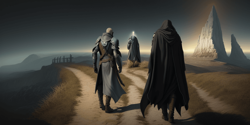 AI generated: 
Destiny decisions, bible, pathway, ominous, journey