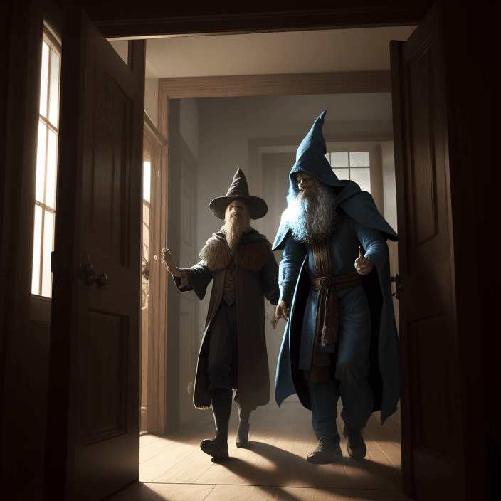 AI generated: Matt walked through the door and encountered a wizard