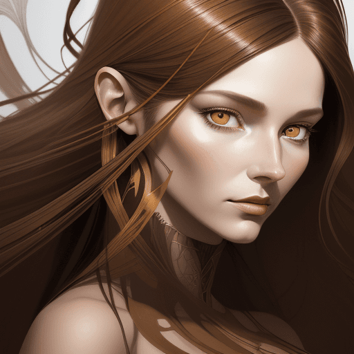 AI generated: an illustration of a woman with long brown hair, in the style of ingrid baars, j. scott campbell, da...