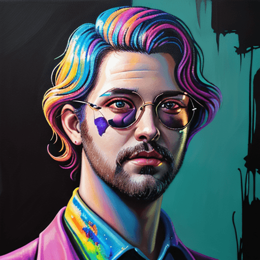 AI generated: Disco Elysium style, Portrait, male, painting, wild, bright colors, 