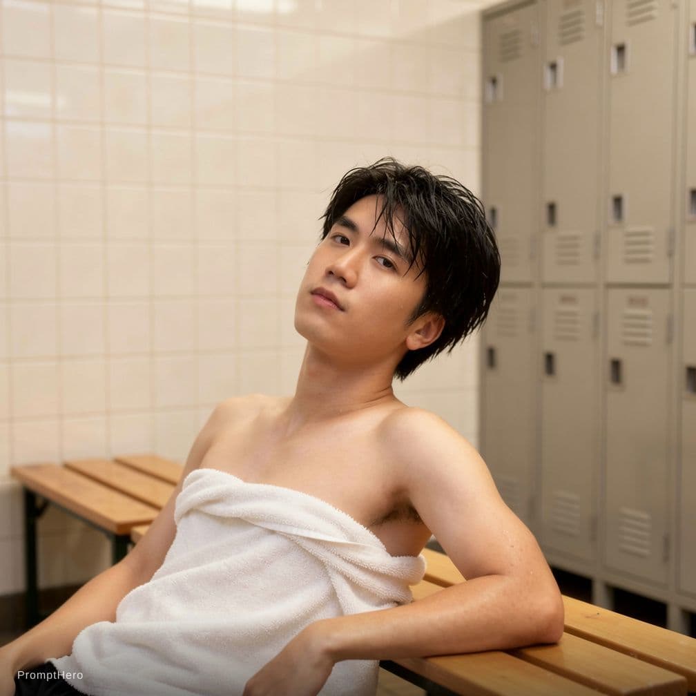 AI generated: boy in locker room
