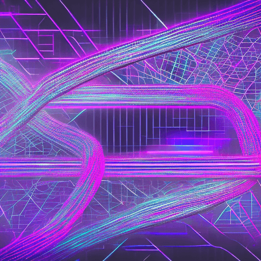 AI generated: A high-resolution image depicting a futuristic blockchain concept, featuring interconnected metallic...