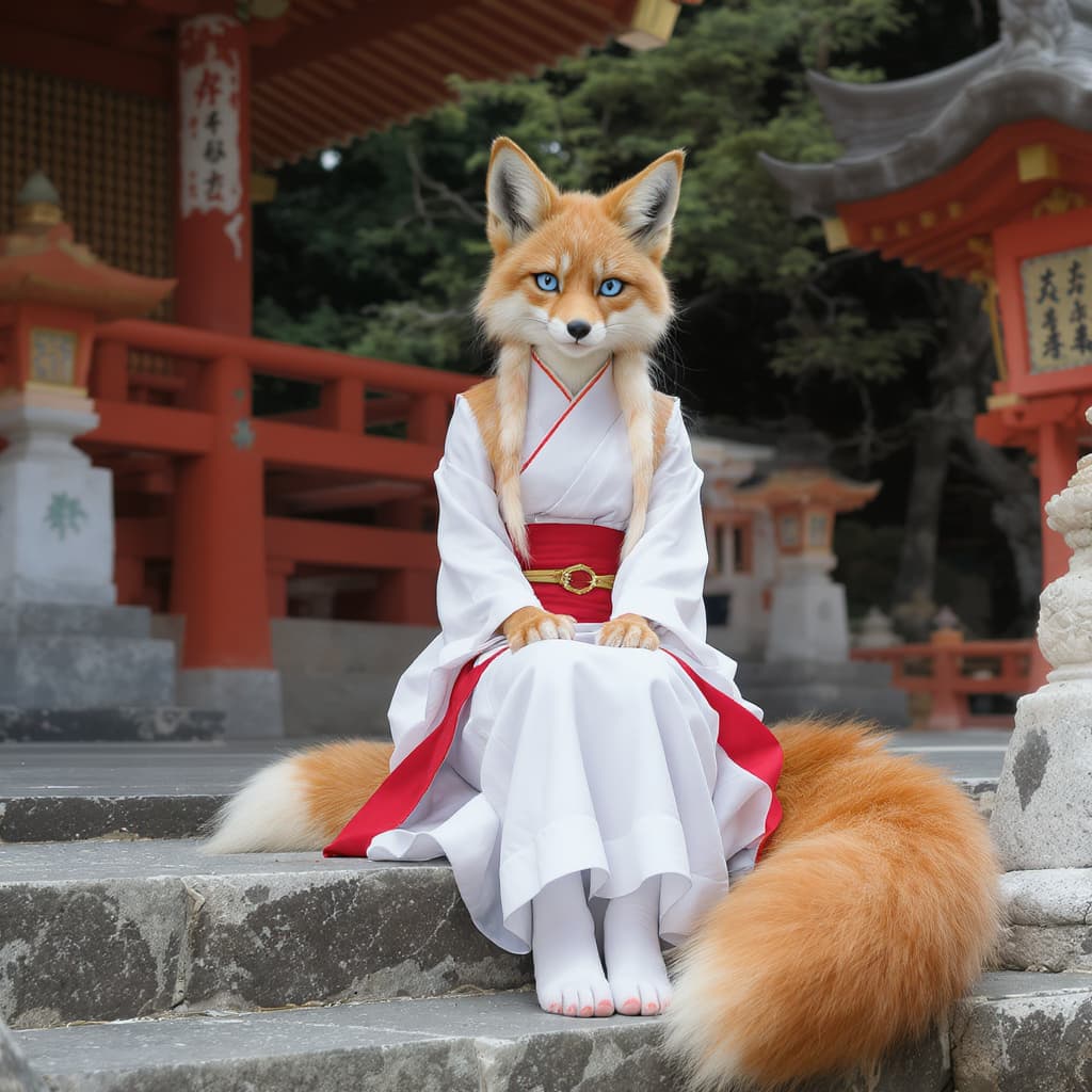 AI generated: Semi-anthropomorphic, animalization, animal feet, digitigrade, [[deformed]], species: fox, animal ea...