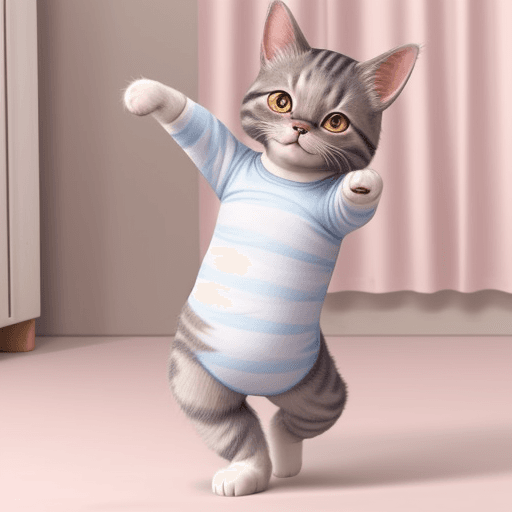 AI generated: un gato bailando e pijama



