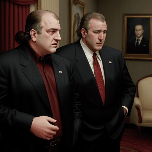 AI generated: tony soprano talking to george w. bush 2 in satriale's


