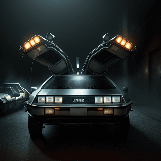 AI generated: 
A highly detailed digital painting of the DeLorean time machine from Back to the Future in the styl...