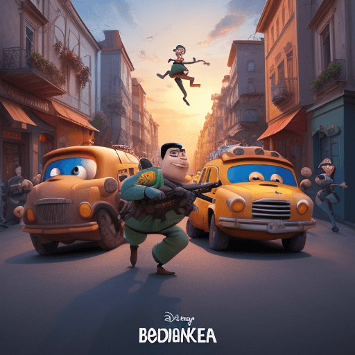 AI generated: Dubrovka theater siege, Pixar style, Disney style, move cover 