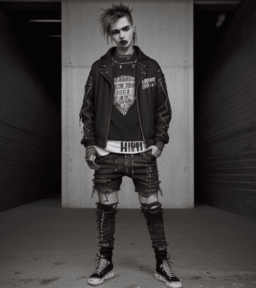 AI generated: Hyper photorealistic eye level full-body photograph of a male clothing brand model, outfit style ble...