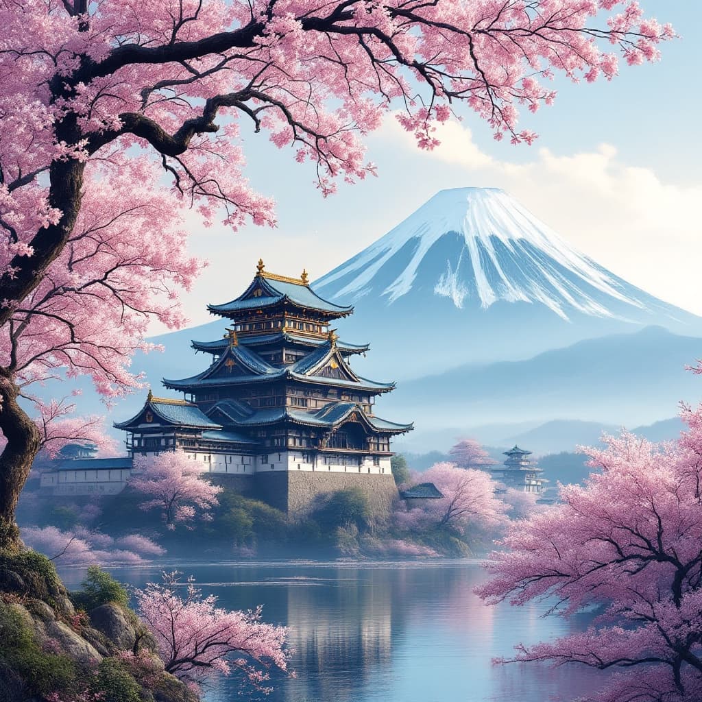 AI generated: Japanese Warlords of the Warring States Period and
The castle and Mt. Fuji The season is spring when...
