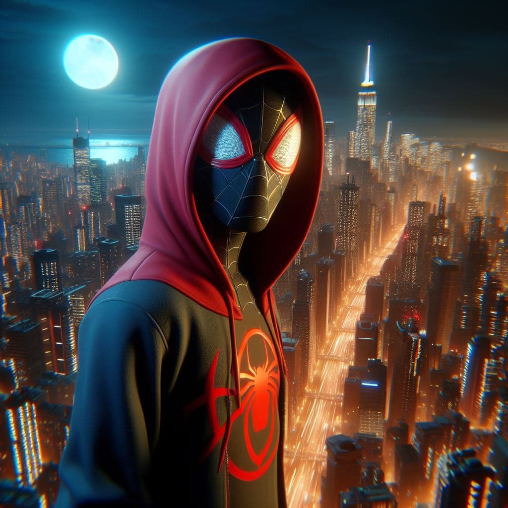 AI generated: Miles Morales of Marvel, 8K, masterpiece, octane render, ray-tracing