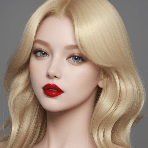 AI generated: red lips, blonde hair