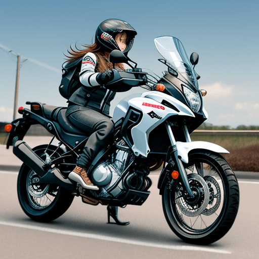 AI generated: Anime girl with suzuki vstrom 250 