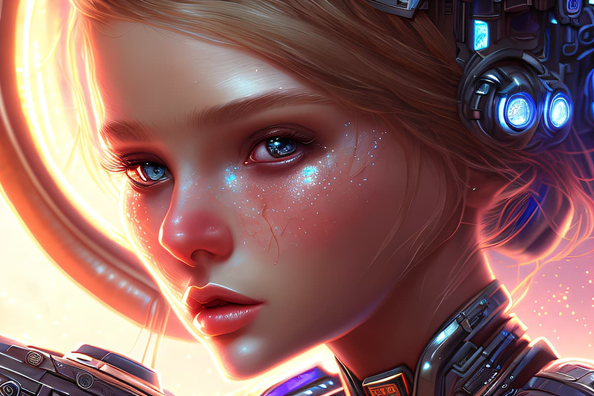 AI generated: ultra realist, 16k, sci-fi, one space girl, very cute, intricate detail, photorealistic, realistic l...
