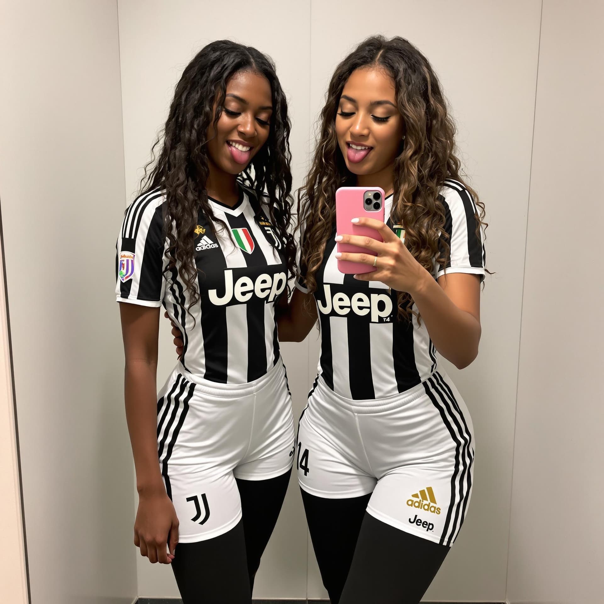 AI generated: Two beautiful Italian, teen girls, one white girl with long curly dark brown hair, the other one, a ...