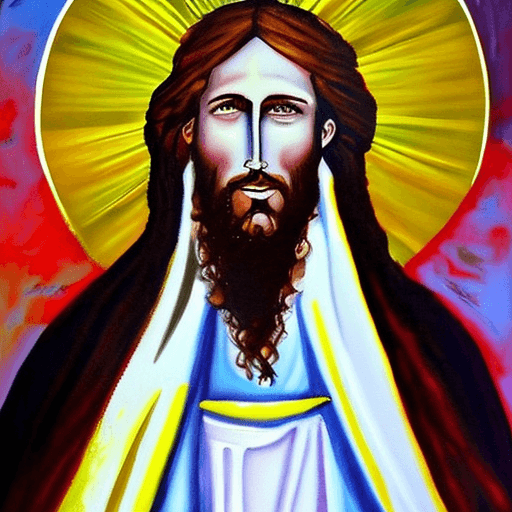AI generated: Portrait de jésus style peinture expressionnisme