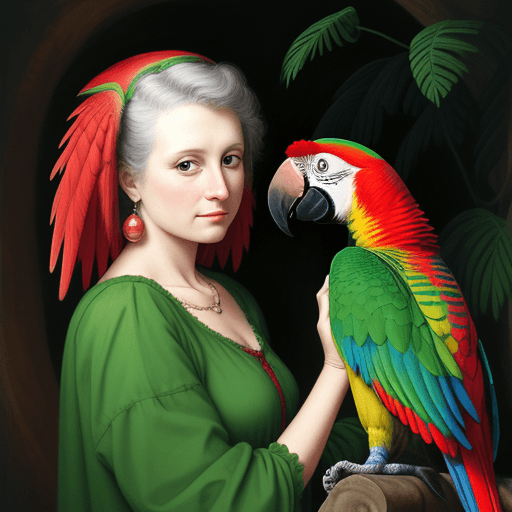 AI generated: parrot and woman