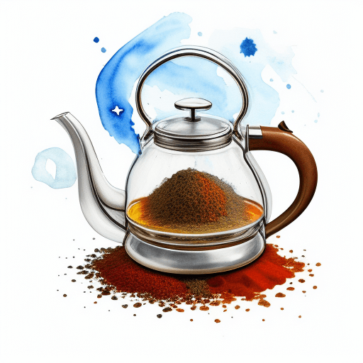 AI generated: watercolor, tea kettle, with a universe inside it clip art, universe, mystical, tea leaves, spices, ...