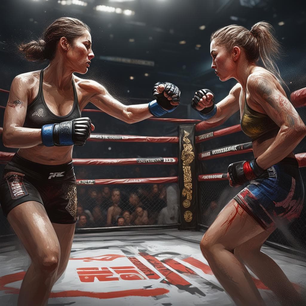 AI generated: In a world where  woman have mastered the art of mixed martial combat, describe the epic showdown be...