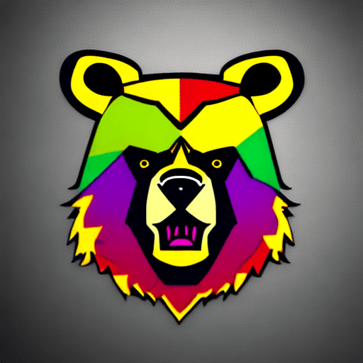 AI generated: angry bear side view logo 2d multicolor