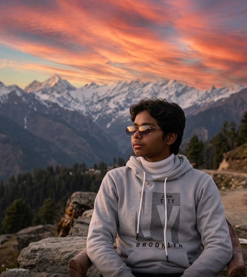 AI generated: Beautiful sunset over mountain