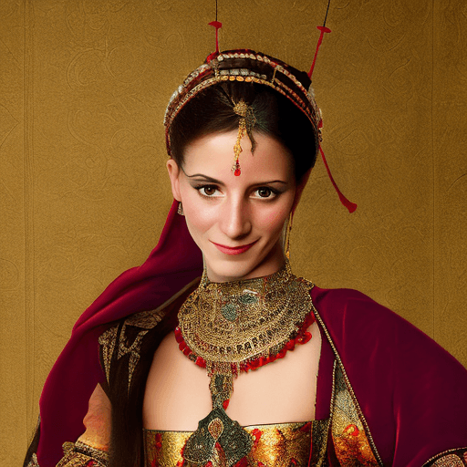 AI generated: Ultra high resolution photography of a medieval female eastern dancer named Isabella