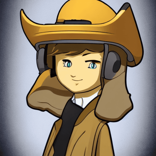 AI generated: expressive cartoon in professor layton style unreal charming seemingly mischievous in an F1 driver i...