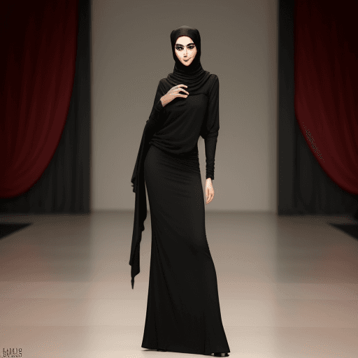 AI generated: She is a looks like angelina joli she is a tall  very slim and skinny model she is wearing hijab