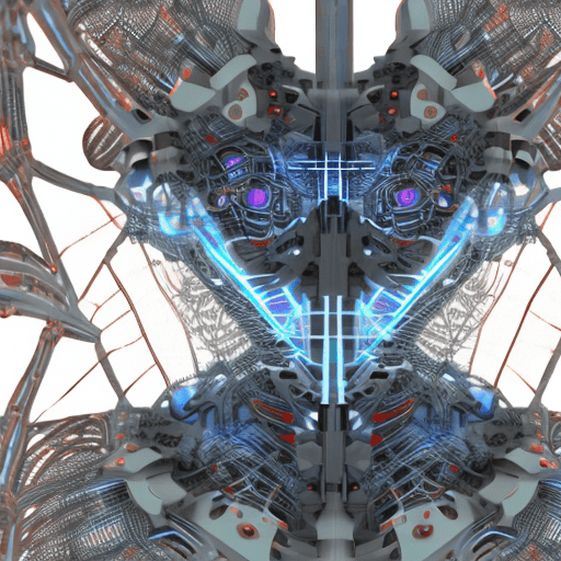 AI generated: un robot creando un contenedor fractal de líquidos y un sistema de señales luminosas fractales.