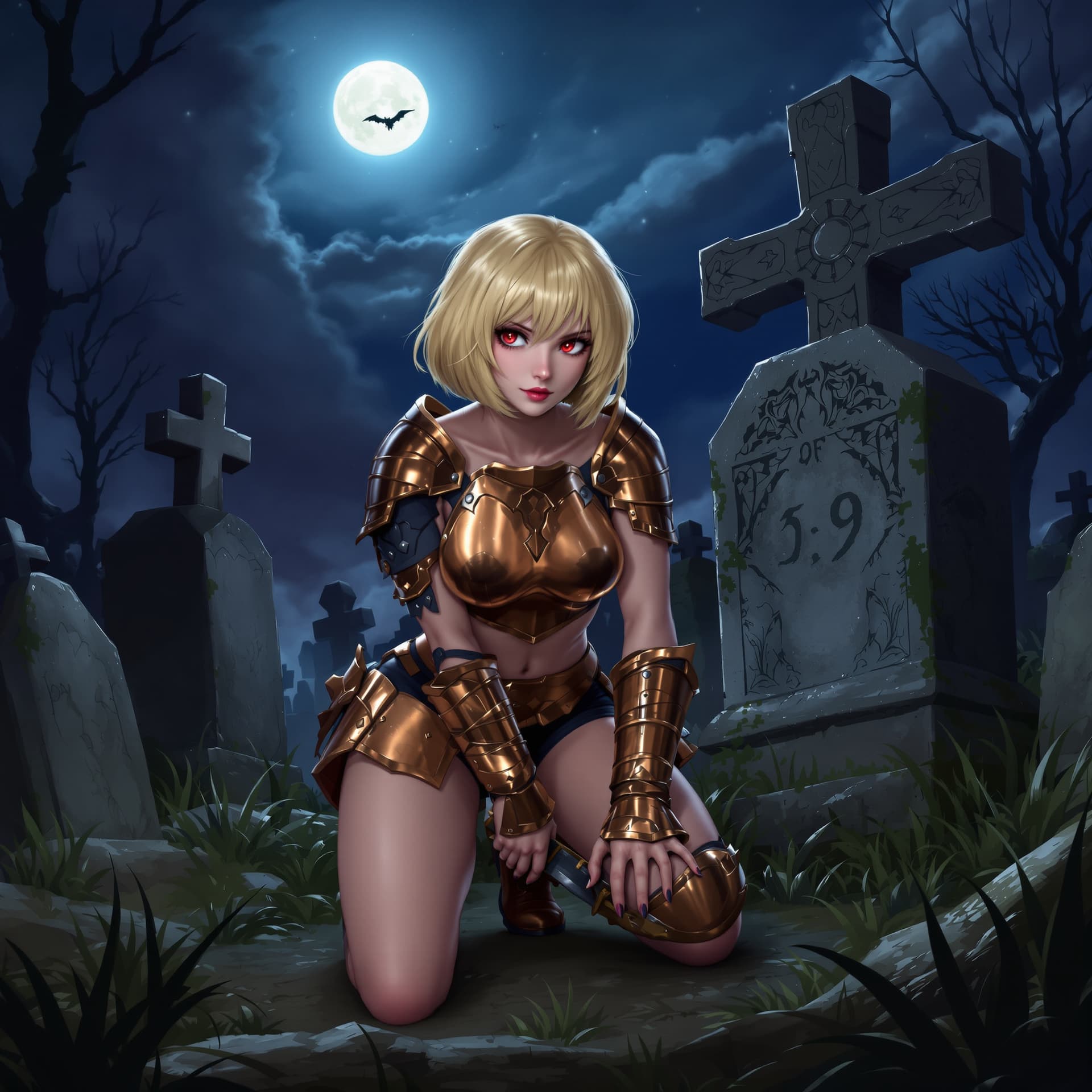 AI generated: score_9, score_8_up, score_8_up, female, (in the graveyard, night, night-time, moon), (fair skin), (...