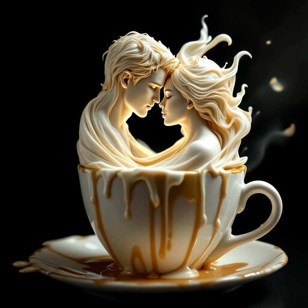 AI generated: "hyperrealism a surreal and artistic representation of a male and female couple sculpted from white ...