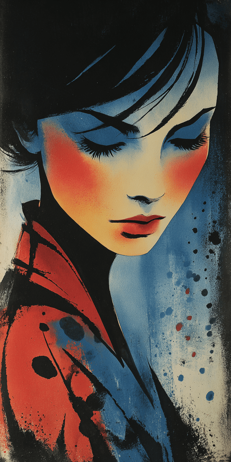 AI generated: a girl with blue hair with eyes closed, in the style of the stars art group (xing xing), yellow and ...