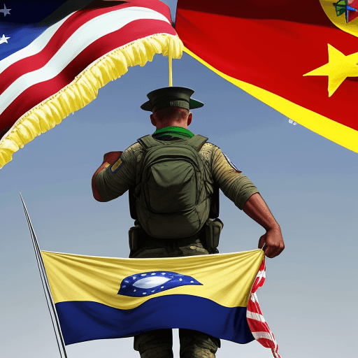 AI generated: criar uma imagem de  um homem americano segurando uma bandeira do Brasil na mão direita e segurando ...