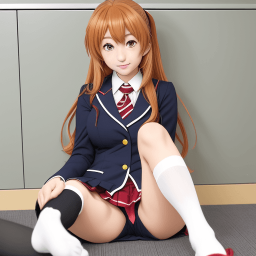 AI generated: taiga aisaka anime style school uniform feet
