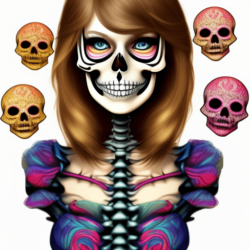 AI generated: Taylor swift catrina skeleton colorful spiders skulls pumpkins cute avatar for profile