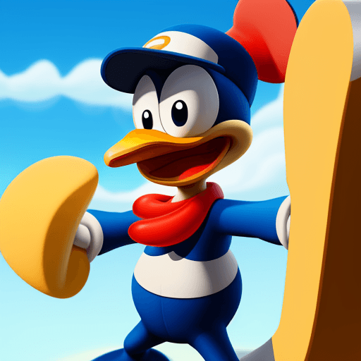 AI generated: donald duck cartoon, metaverse, nft, funny. ultra hd, 4k, disney