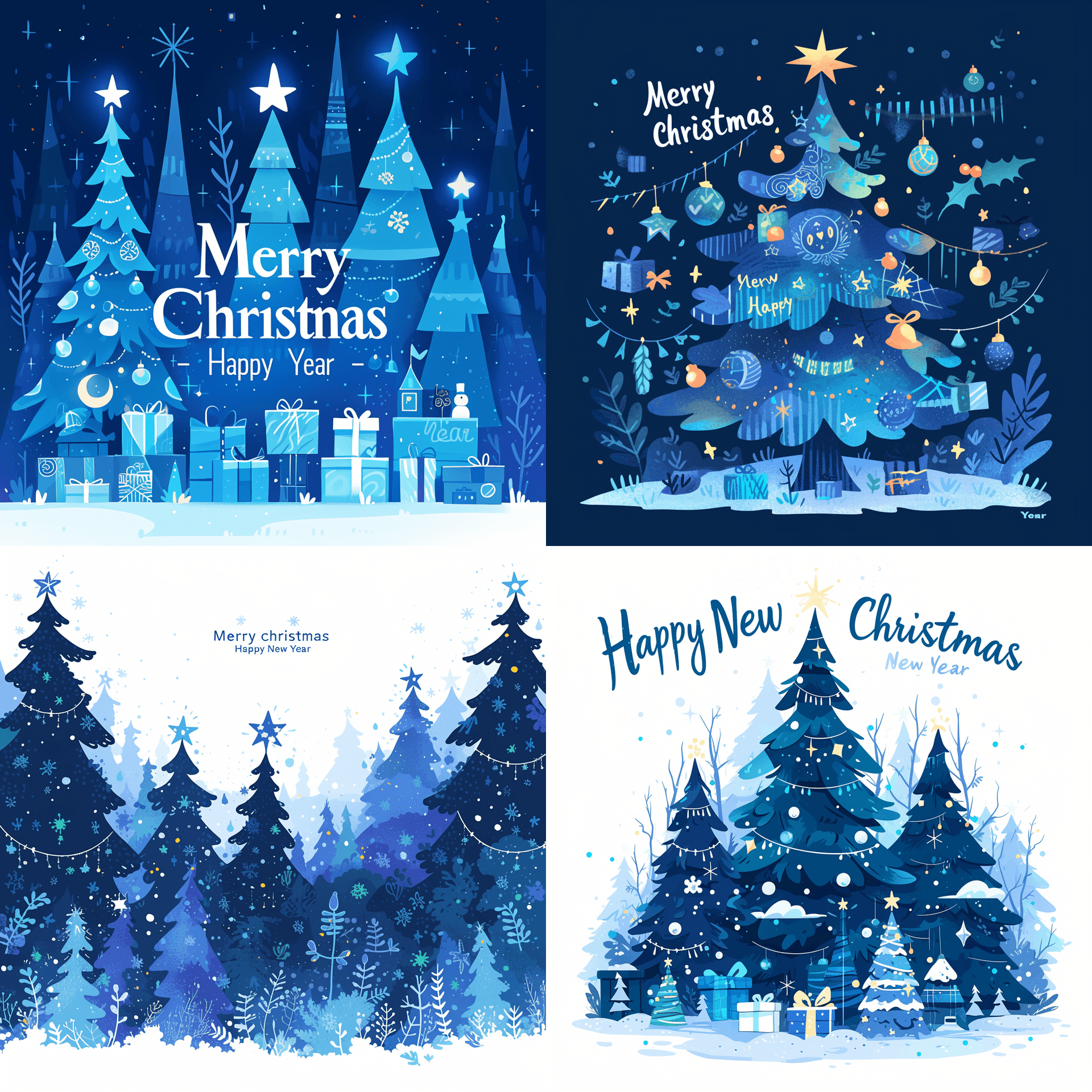 AI generated: Christmas night background with christmas tree silhouettes, garland decoration vector illustration. ...