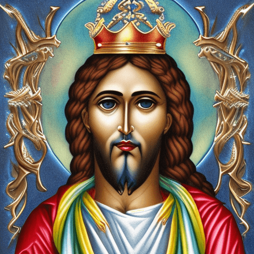 AI generated: King Jesus blue dark shimmers Ethereal intricate in Heaven 