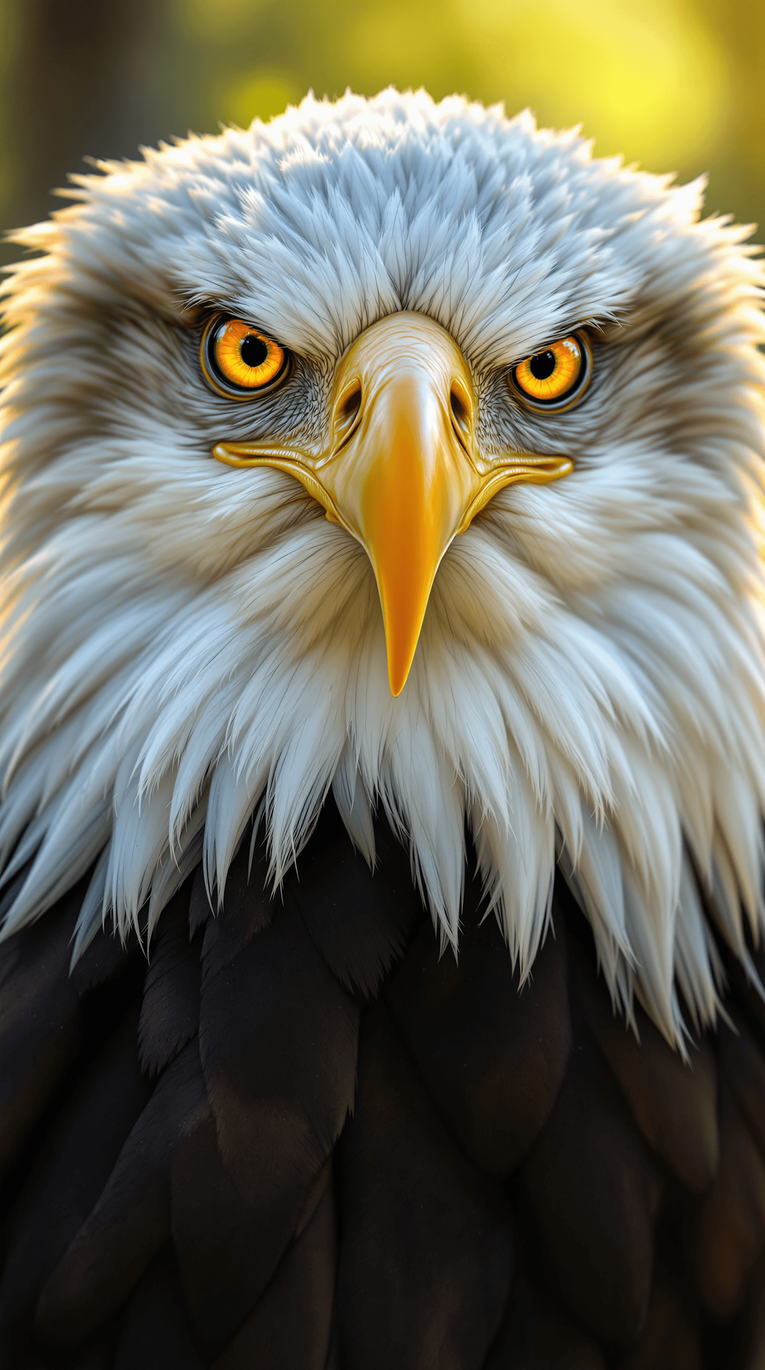 AI generated: A **hyper-detailed, ultra-realistic portrait** of a **majestic Bald Eagle**, captured in **golden-ho...