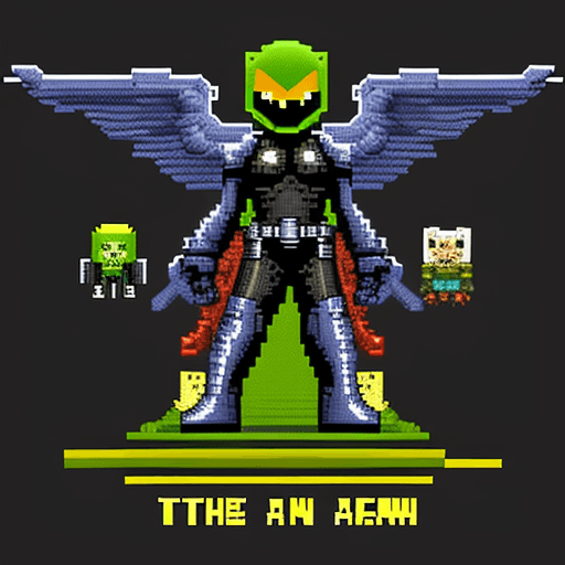 AI generated: Death Angels + The Alien + pixel art banner + pixel art style + cover art style + ilustration
